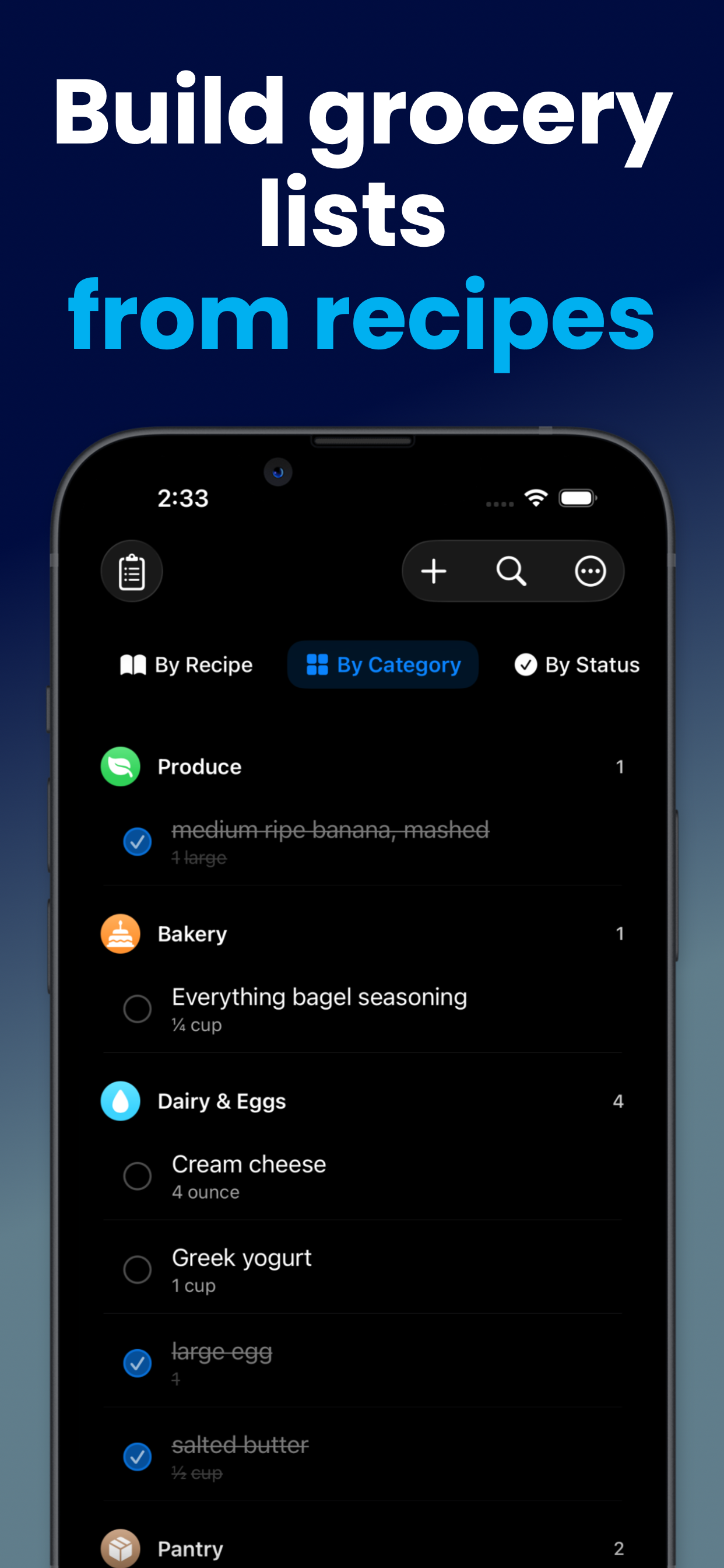 Build Grocery Lists from Recipes
