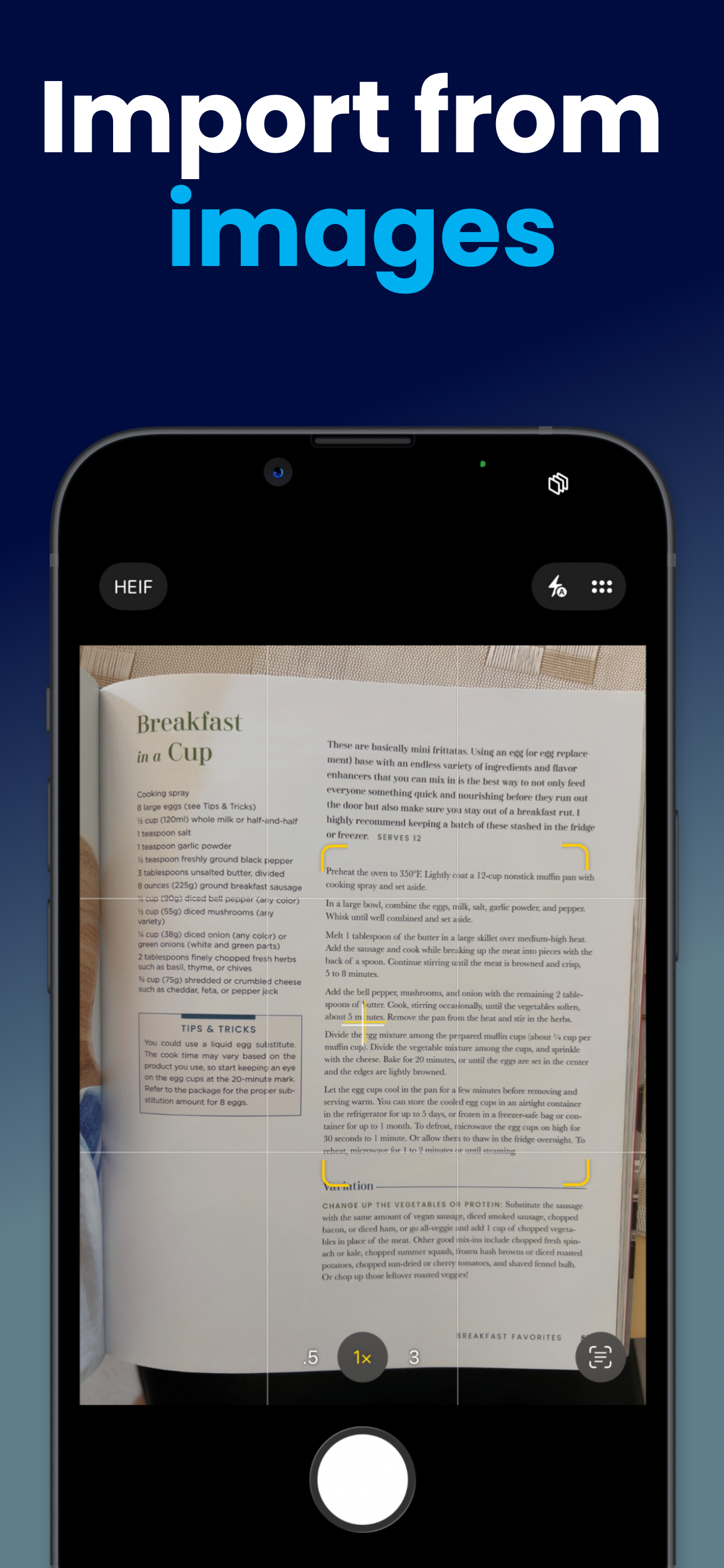 Import from Photos & Cookbooks